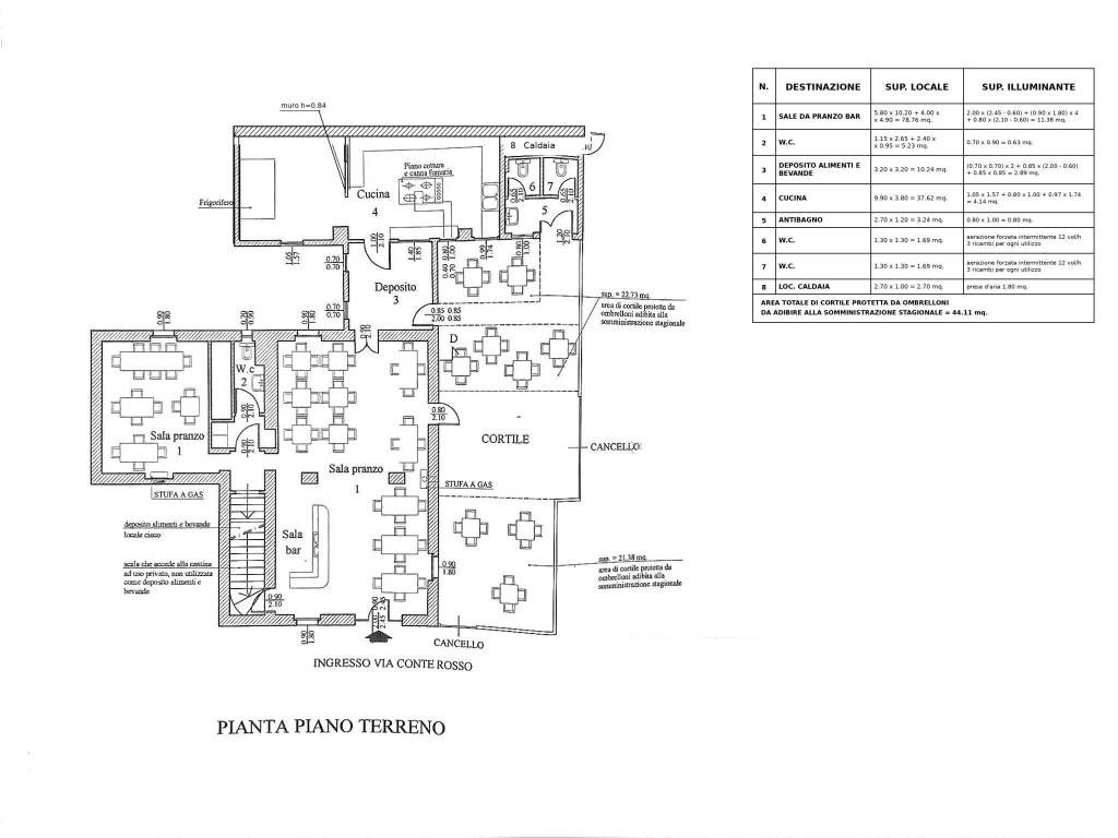 Planimetria 1 — Ristorante storico in vendita a Lambrate